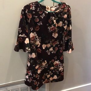 Purple floral bell sleeve dress